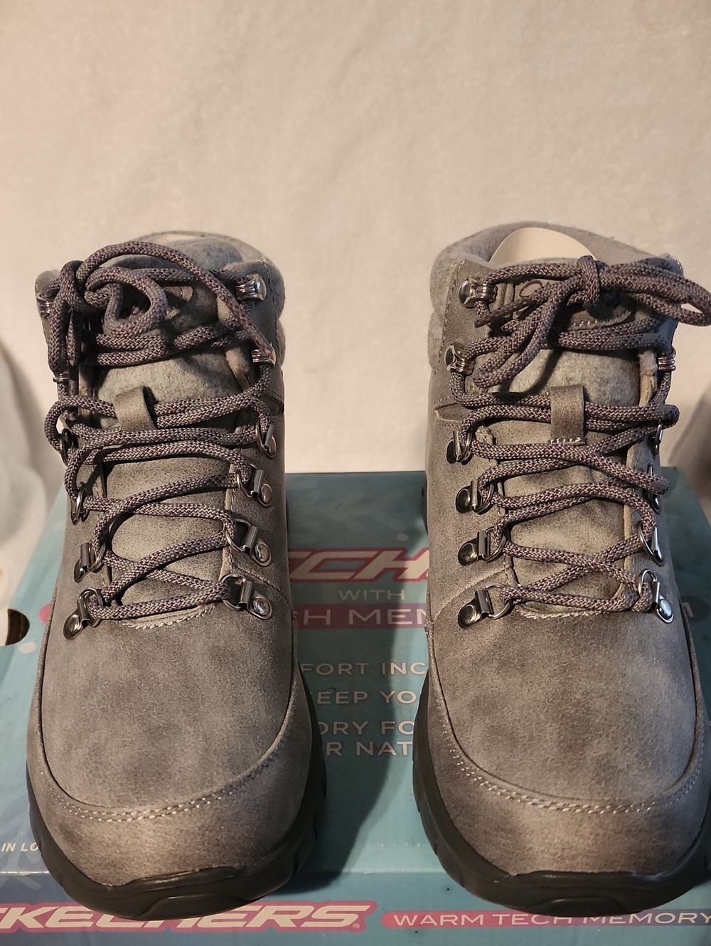 Skechers Gray Suede Lace-Up Outdoor Boots